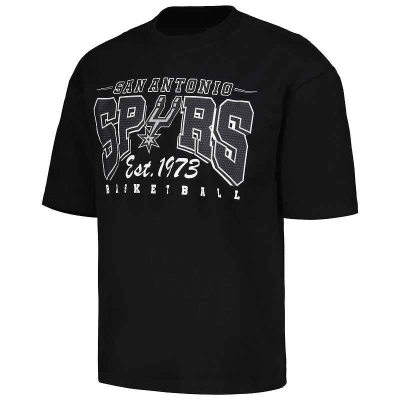 Unisex Qore Black San Antonio Spurs Oversized Game Day Cozy Half Sleeve T-Shirt
