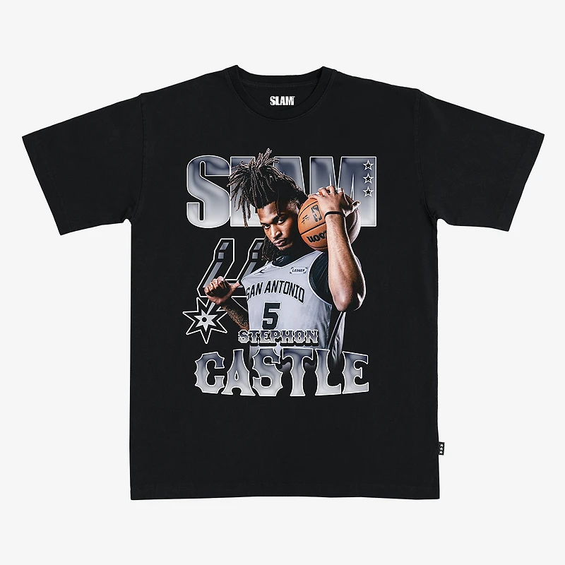 Unisex SLAM Stephon Castle Black San Antonio Spurs Remix Heavyweight T-Shirt