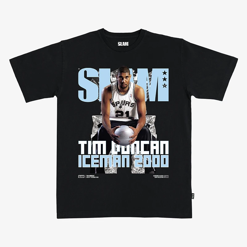 Unisex SLAM Tim Duncan Black San Antonio Spurs Hardwood Classics Cover T-Shirt