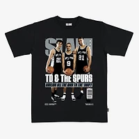 Unisex SLAM Tim Duncan, Manu Ginobili & Tony Parker Black San Antonio Spurs Hardwood Classics Cover T-Shirt