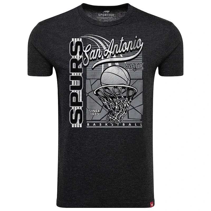 Unisex Sportiqe Black San Antonio Spurs  Comfy Waycross Tri-Blend T-Shirt