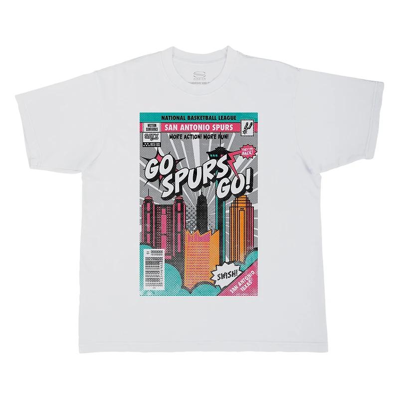Unisex Stadium Essentials White San Antonio Spurs Comic Book Cover Urban T-Shirt