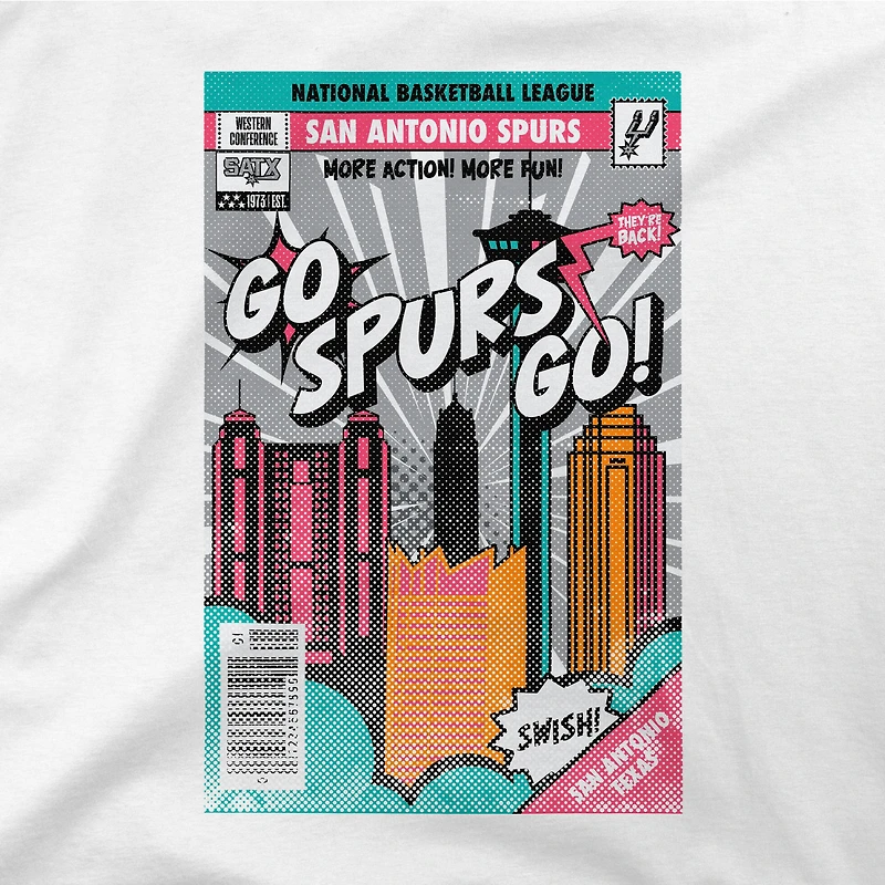 Unisex Stadium Essentials White San Antonio Spurs Comic Book Cover Urban T-Shirt