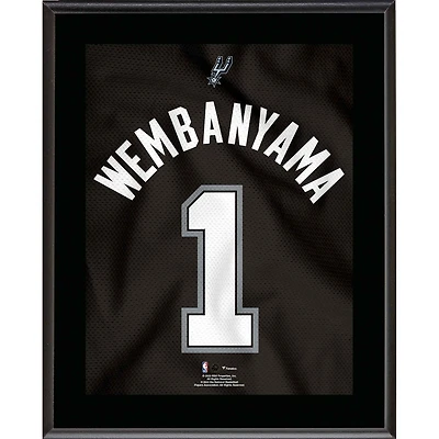 Plaque sublimée en maillot noir n°1 des San Antonio Spurs de Victor Wembanyama 10,5" x 13"