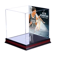 Vitrine de basket-ball en acajou Victor Wembanyama San Antonio Spurs 2024 NBA Rookie of the Year avec plaque sublimée
