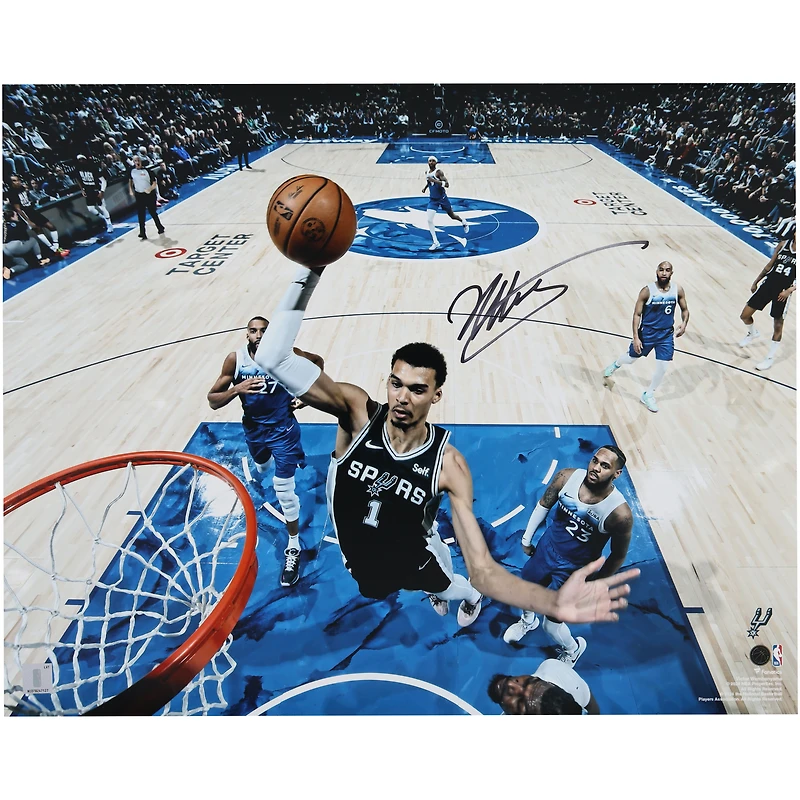 Victor Wembanyama San Antonio Spurs Autographed 16" x 20" Dunk Photograph vs. Minnesota Timberwolves