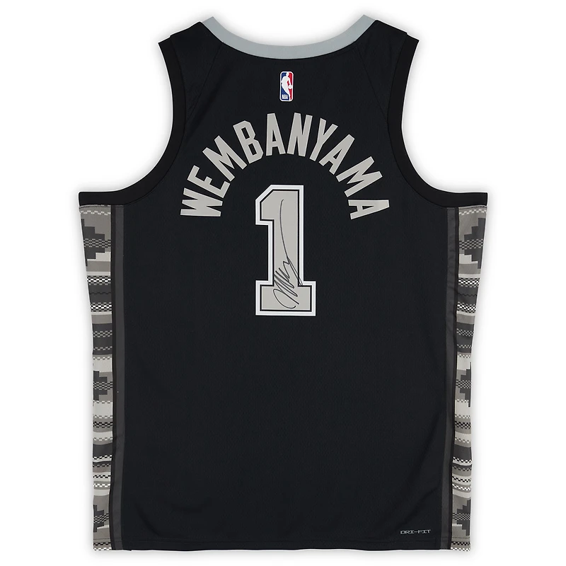 Victor Wembanyama San Antonio Spurs Autographed Black Jordan Brand Statement Edition Swingman Jersey 