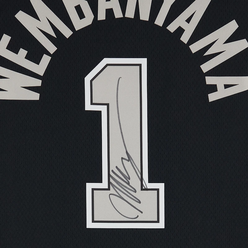 Maillot Swingman Jordan Brand Statement Edition noir dédicacé par Victor Wembanyama des San Antonio Spurs