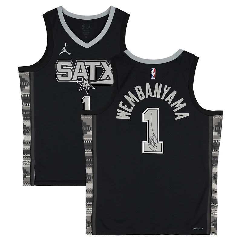 Victor Wembanyama San Antonio Spurs Autographed Black Jordan Brand Statement Edition Swingman Jersey 