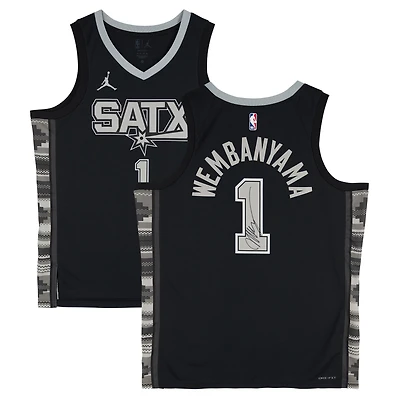 Victor Wembanyama San Antonio Spurs Autographed Black Jordan Brand Statement Edition Swingman Jersey 