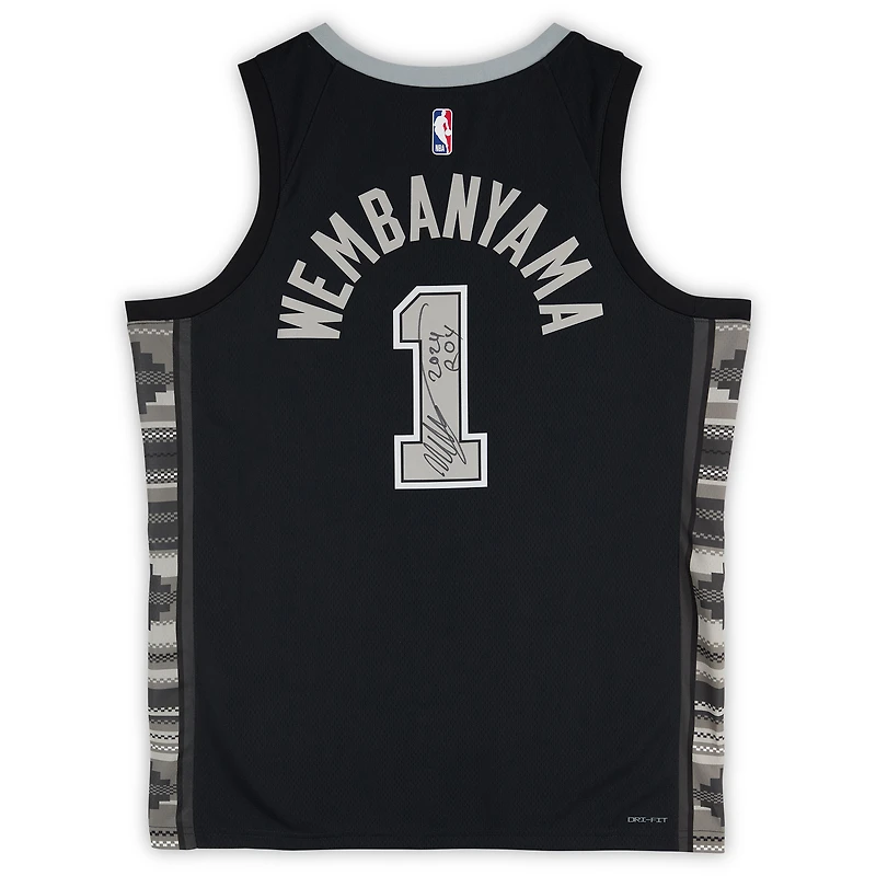 Victor Wembanyama San Antonio Spurs Autographed Black Jordan Brand Statement Edition Swingman Jersey with "2024 ROY" Inscription
