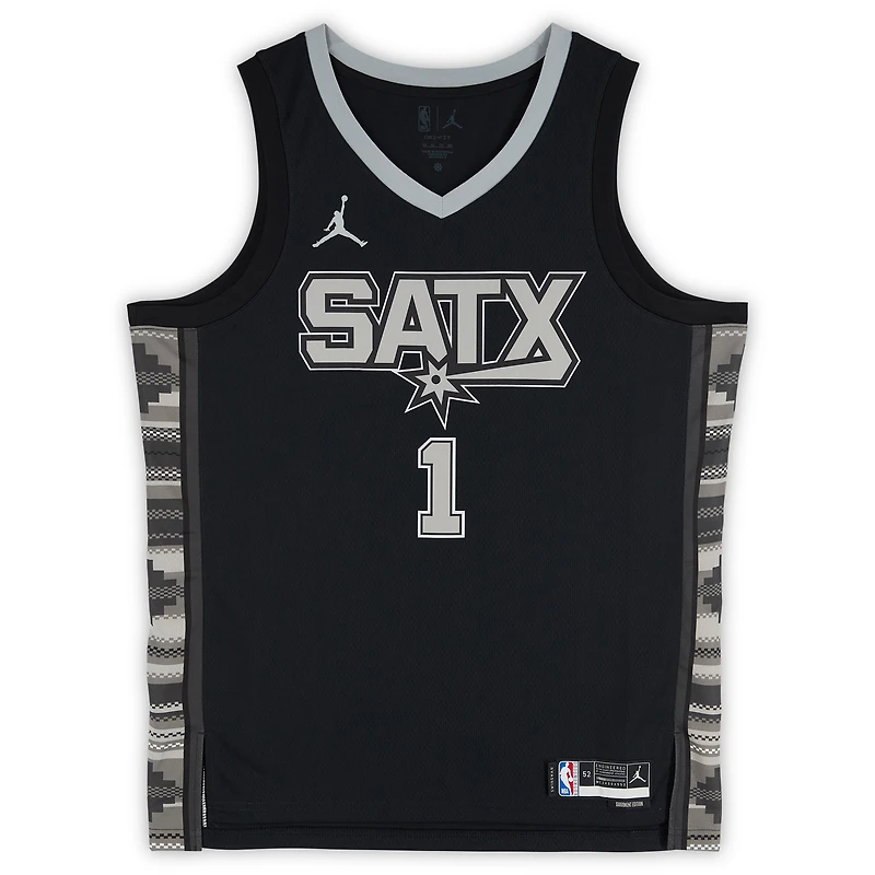 Victor Wembanyama San Antonio Spurs Autographed Black Jordan Brand Statement Edition Swingman Jersey with "2024 ROY" Inscription