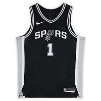 Maillot authentique Nike Icon Edition noir dédicacé par Victor Wembanyama des San Antonio Spurs