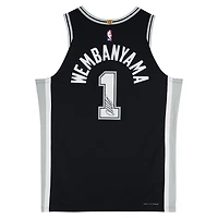 Maillot authentique Nike Icon Edition noir dédicacé par Victor Wembanyama des San Antonio Spurs
