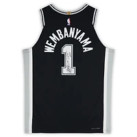 Maillot authentique Nike Icon Edition noir dédicacé par Victor Wembanyama des San Antonio Spurs avec inscription « 2024 ROY »