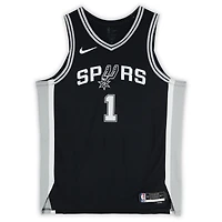 Maillot authentique Nike Icon Edition noir dédicacé par Victor Wembanyama des San Antonio Spurs avec inscription « 2024 ROY »