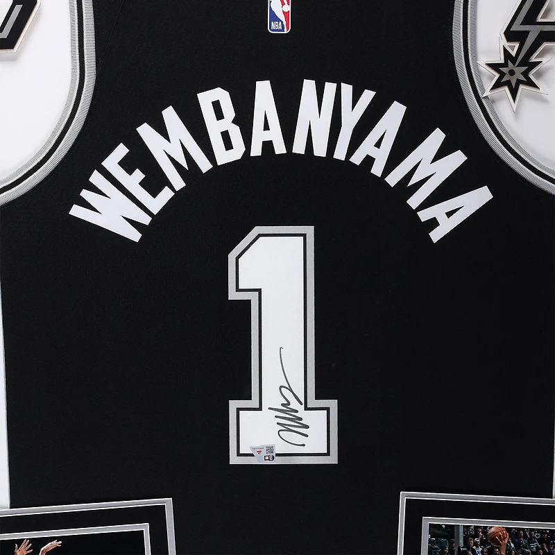 Maillot Swingman Nike Icon Edition noir dédicacé par Victor Wembanyama des San Antonio Spurs