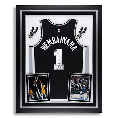 Maillot Swingman Nike Icon Edition noir dédicacé par Victor Wembanyama des San Antonio Spurs