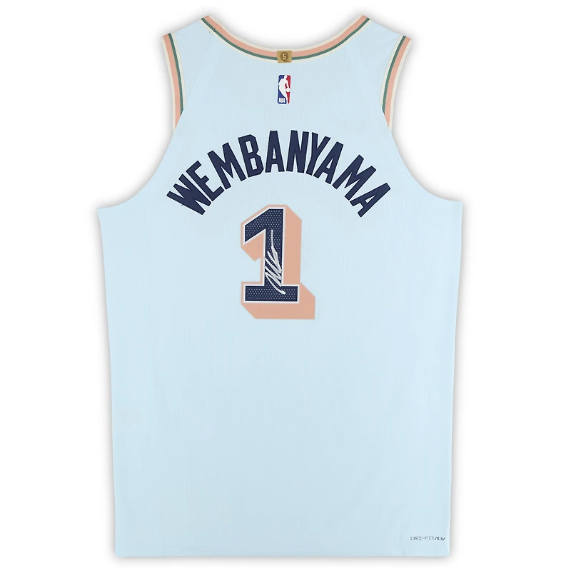 Victor Wembanyama San Antonio Spurs Autographed Light Blue Nike 2024-25 City Edition Authentic Jersey 