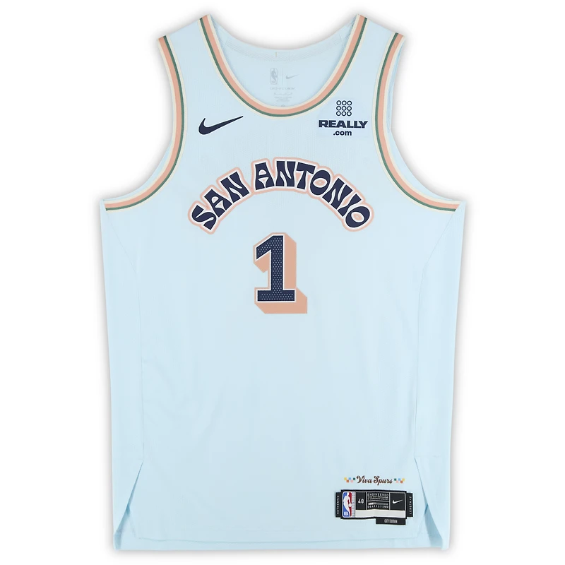 Victor Wembanyama San Antonio Spurs Autographed Light Blue Nike 2024-25 City Edition Authentic Jersey 