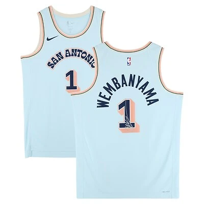 Victor Wembanyama San Antonio Spurs Autographed Light Blue Nike 2024-25 City Edition Swingman Jersey