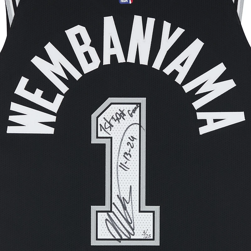 Victor Wembanyama San Antonio Spurs Autographed Nike Black Icon Authentic Jersey with "11-13-24 1st 50 PT Game" Inscription - Limited Edition of 25