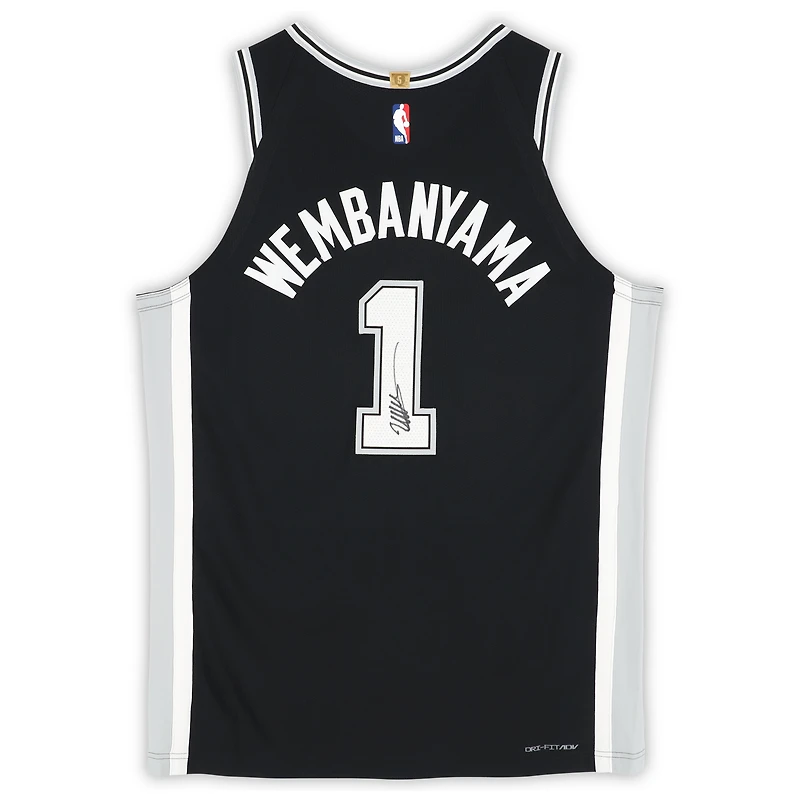 Victor Wembanyama San Antonio Spurs Autographed Nike Black Icon Edition Authentic Jersey with Sponsor Patch