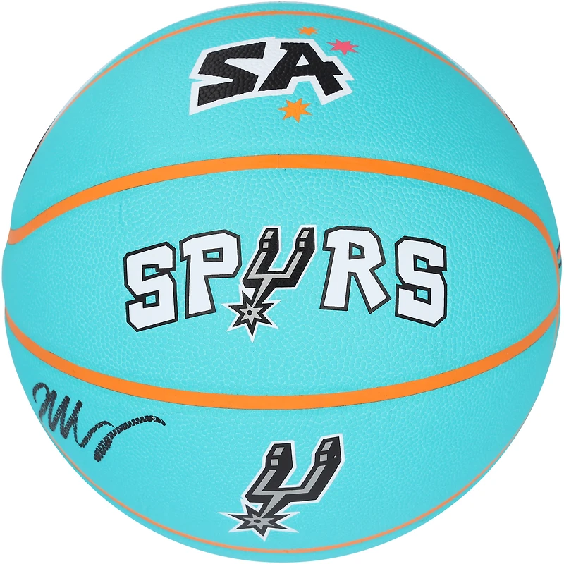 Victor Wembanyama San Antonio Spurs Autographed Turquoise Wilson City Edition Collectors Basketball