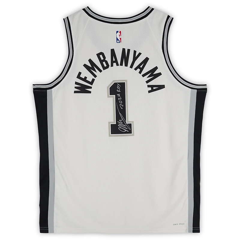 Victor Wembanyama San Antonio Spurs Autographed White Nike Association Edition Swingman Jersey with "2024 ROY" Inscription