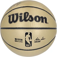 Ballon de basket Wilson Gold Edition autographié par Victor Wembanyama des San Antonio Spurs