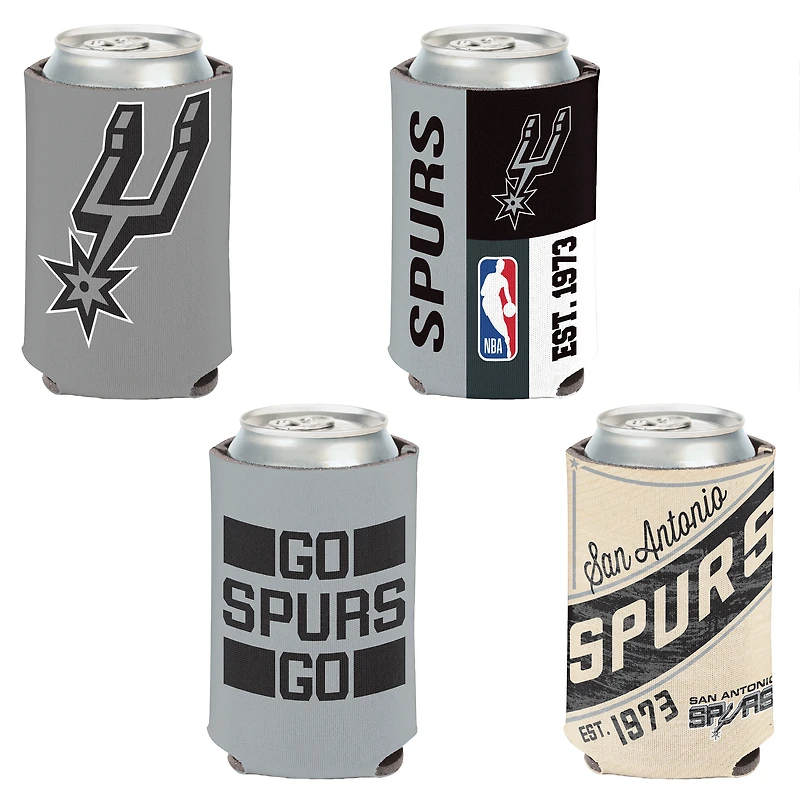 WinCraft San Antonio Spurs, paquet de 4, 12 oz. Ensemble refroidisseur de canettes