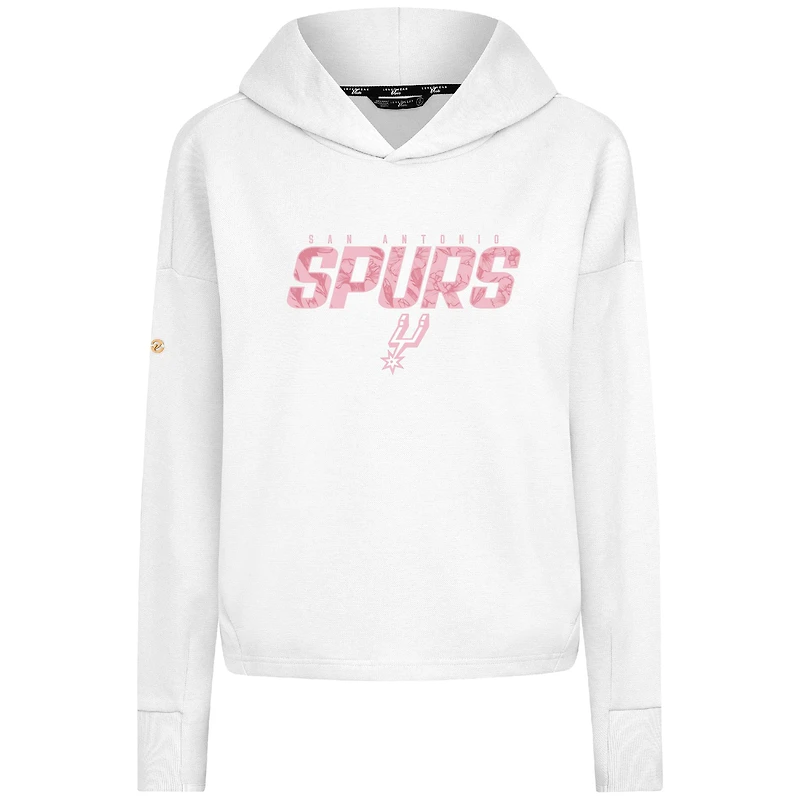Women's Levelwear  White San Antonio Spurs Mother's Day Sweet Floral Cropped Tri-Blend Pullover Hoodie