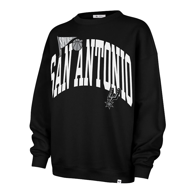 Women's '47  Black San Antonio Spurs Oversized Arched Icon Sweatshirt