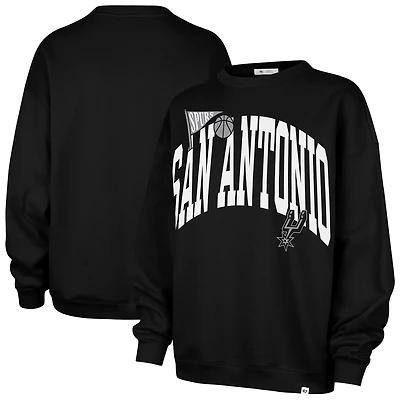 Women's '47  Black San Antonio Spurs Oversized Arched Icon Sweatshirt