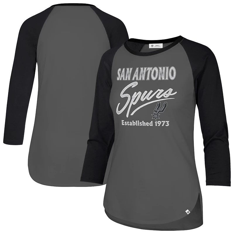 Women's '47  Gray San Antonio Spurs High Rise Frankie Raglan Long Sleeve T-Shirt