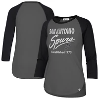 Women's '47  Gray San Antonio Spurs High Rise Frankie Raglan Long Sleeve T-Shirt