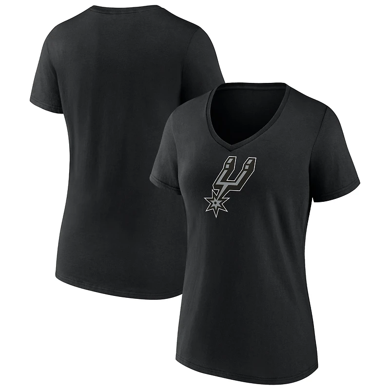 Women's  Black San Antonio Spurs Primary Logo V-Neck T-Shirt