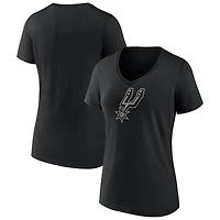 Women's  Black San Antonio Spurs Primary Logo V-Neck T-Shirt