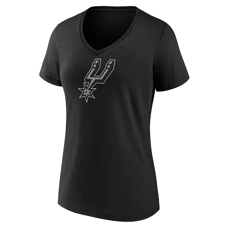 Women's  Black San Antonio Spurs Primary Logo V-Neck T-Shirt