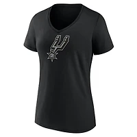 Women's  Black San Antonio Spurs Primary Logo V-Neck T-Shirt