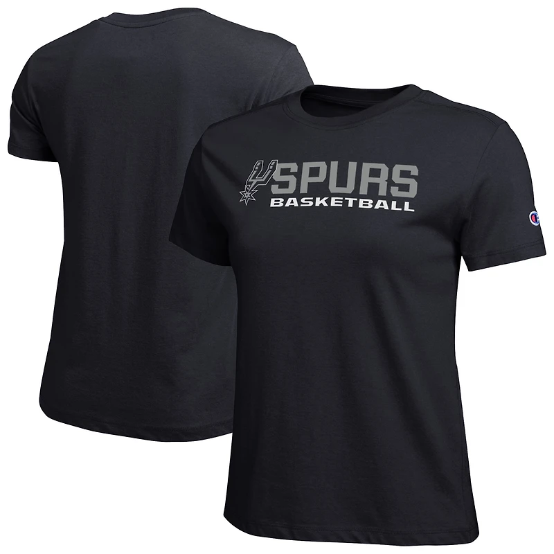 T-shirt de basketball noir Champion San Antonio Spurs pour femmes