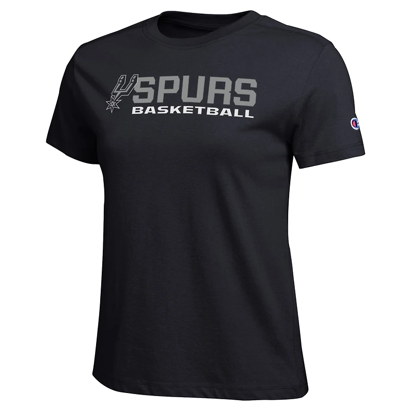 T-shirt de basketball noir Champion San Antonio Spurs pour femmes