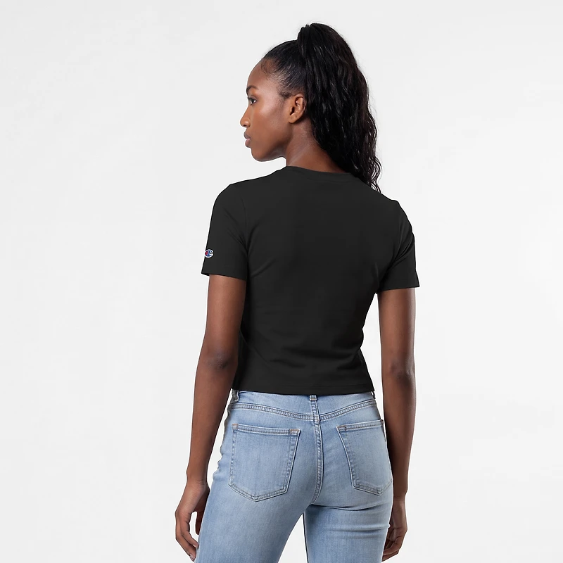 Women's Champion Black San Antonio Spurs Soft Touch Fitted Cropped T-Shirt