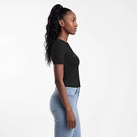 Women's Champion Black San Antonio Spurs Soft Touch Fitted Cropped T-Shirt