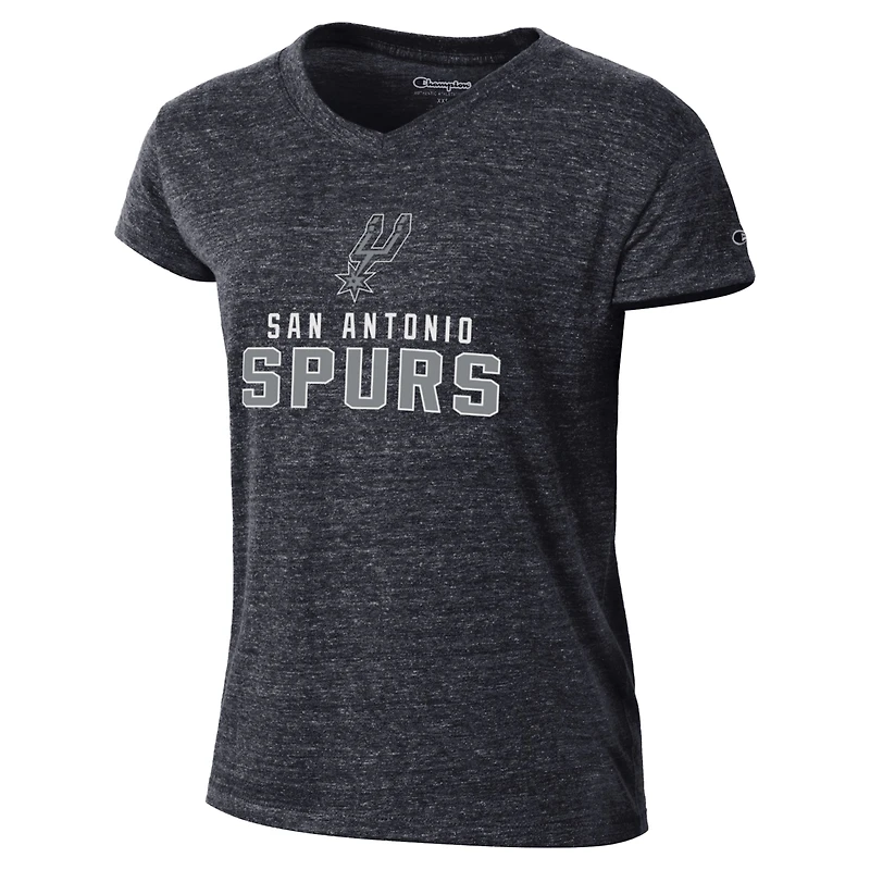 Women's Champion Black San Antonio Spurs Team Tri-Blend V-Neck T-Shirt