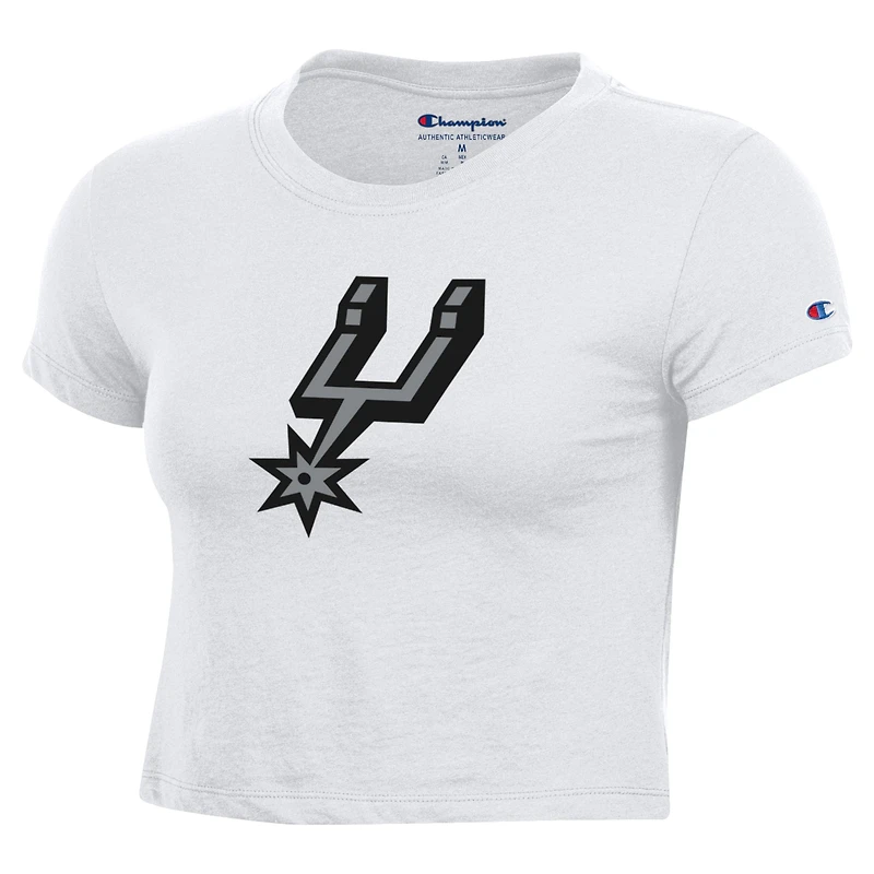 T-shirt court blanc Champion San Antonio Spurs pour femme, logo principal