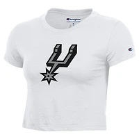 T-shirt court blanc Champion San Antonio Spurs pour femme, logo principal