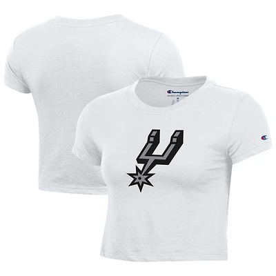 Women's Champion White San Antonio Spurs Primary Logo Baby Cropped T-Shirt