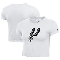 Women's Champion  White San Antonio Spurs Primary Logo Baby Cropped T-Shirt