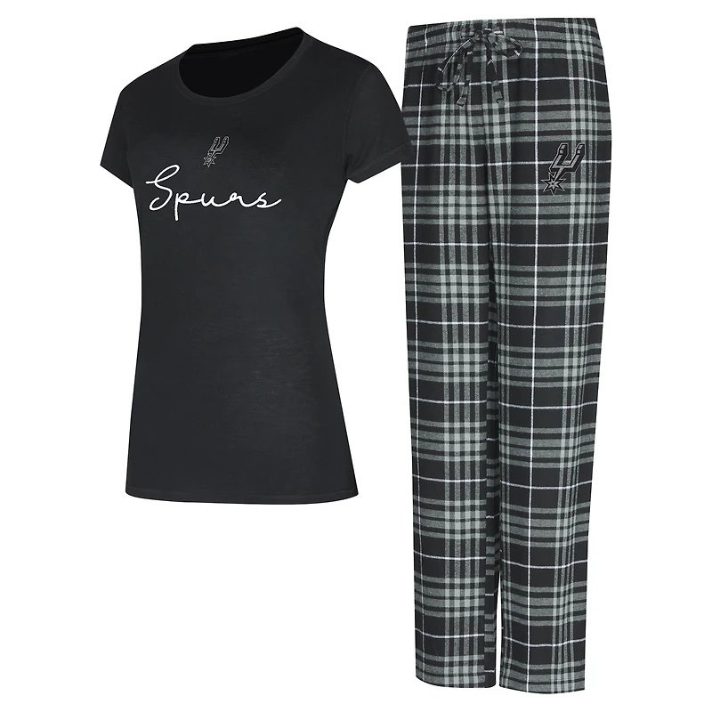 Women's Concepts Sport  Black/Gray San Antonio Spurs Vector Top & Flannel Pants Sleep Set